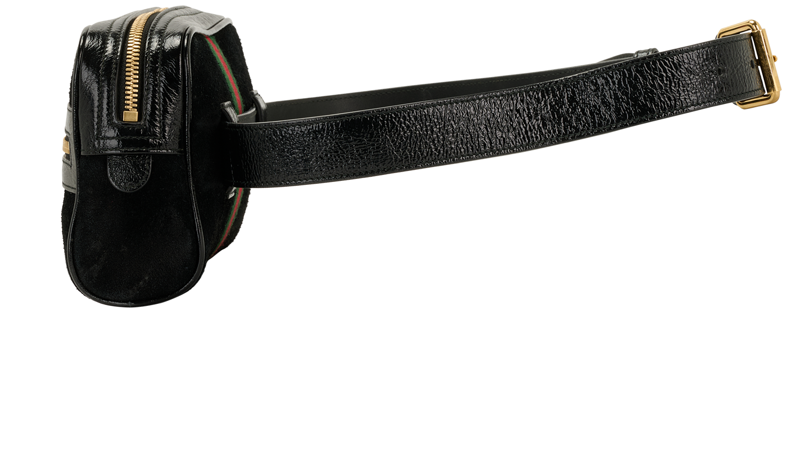 GG Web Belt Bag, &pound;295, Handbags, Black, Suede, Bottom view